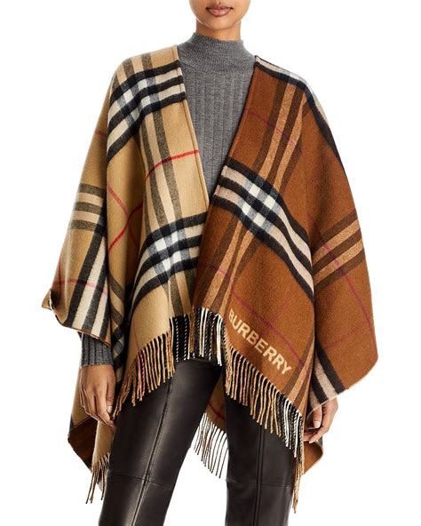 burberry check cashmere cape